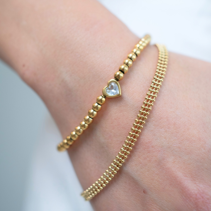 Pulsera bolitas corazon