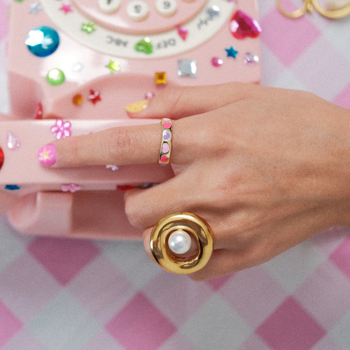 Anillo irregular con perla