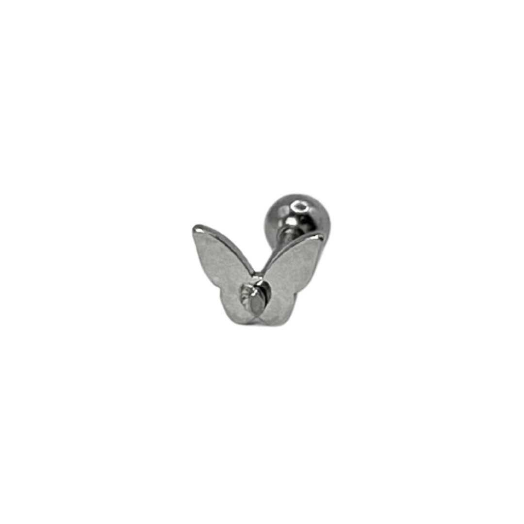 Piercing Acero Quirúrgico Plateado Mariposa