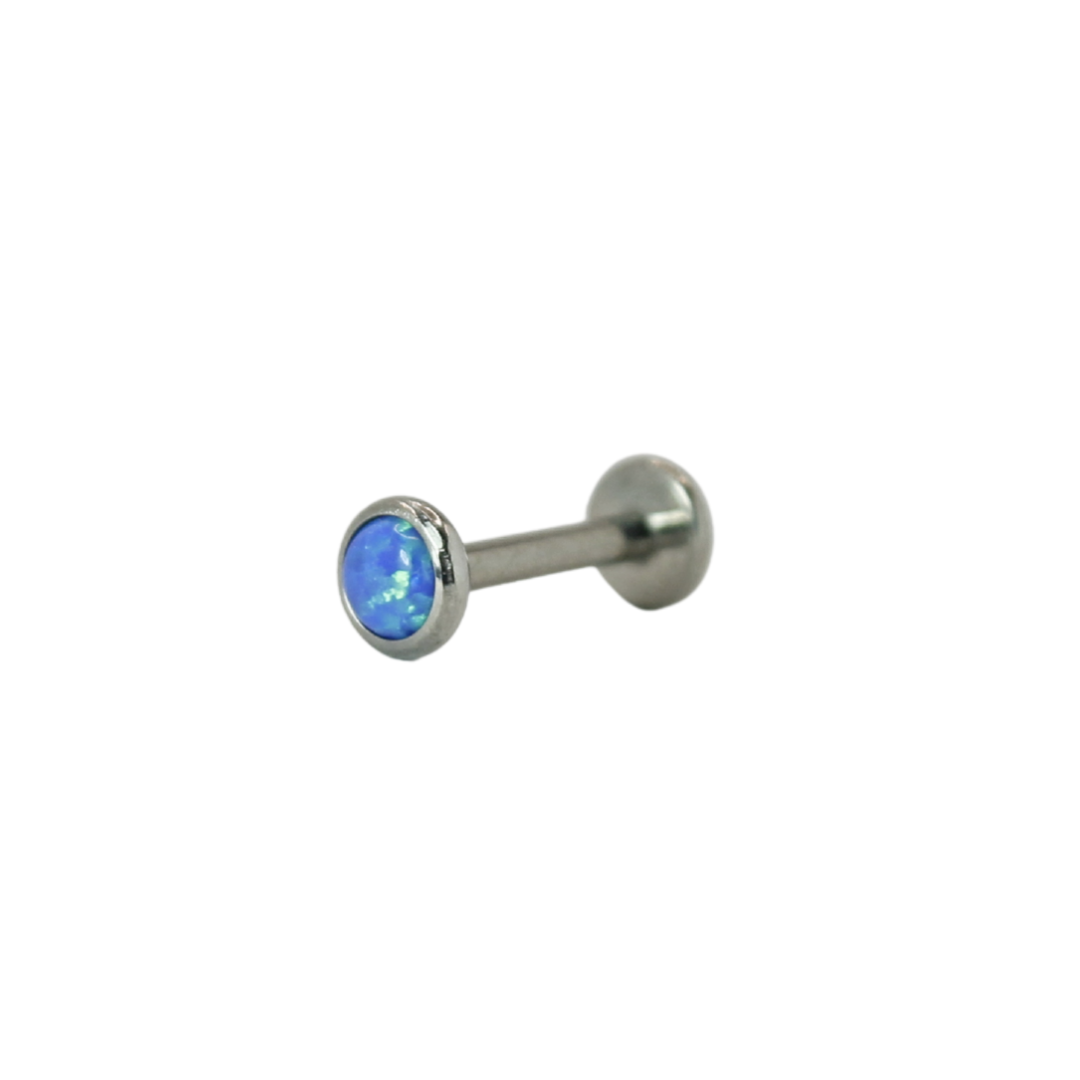Piercing Titanio Plateado Ópalo Blue