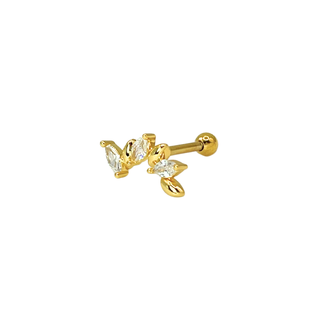 Piercing Acero Quirúrgico Dorado Pétalos Circonias