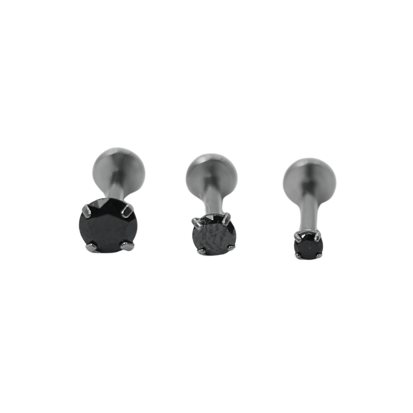 Piercing Titanio Plateado Black Stud - Modelo a Elegir