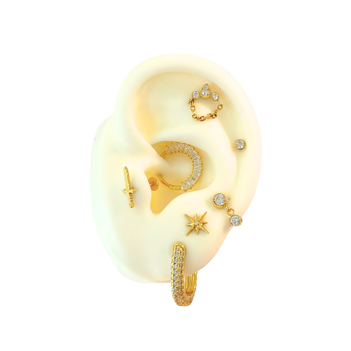Piercing Titanio Dorado Circonia