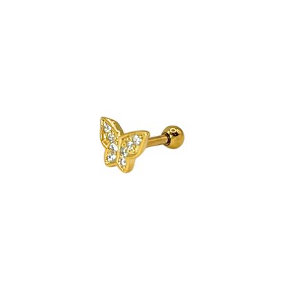 Piercing Acero Quirúrgico Dorado Mariposa Circonias