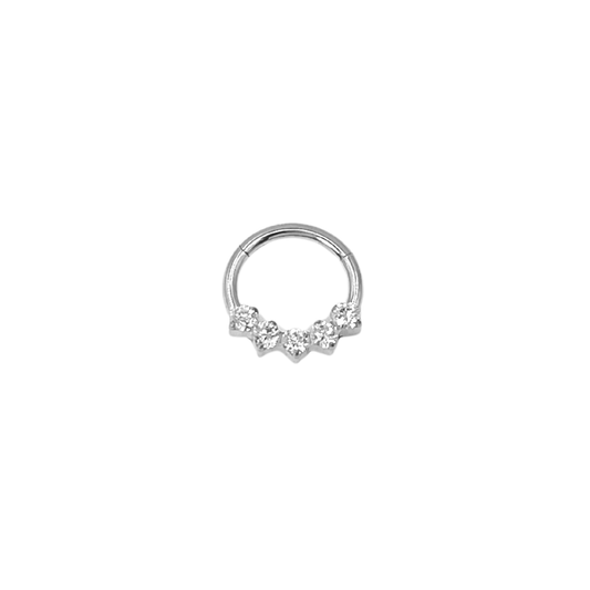 Titanio Plateado Clicker Cinco Circonias