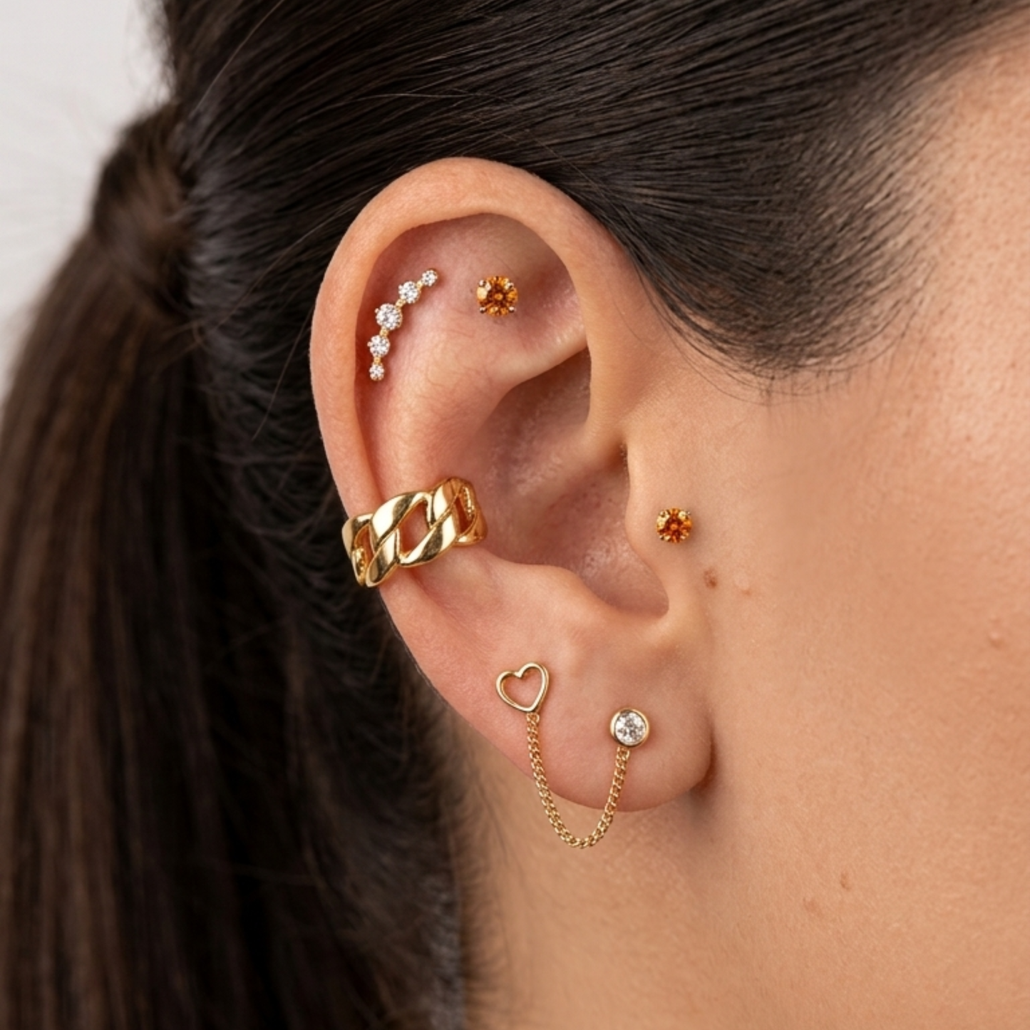 Piercing Titanio Dorado Orange Stud - Modelo a Elegir