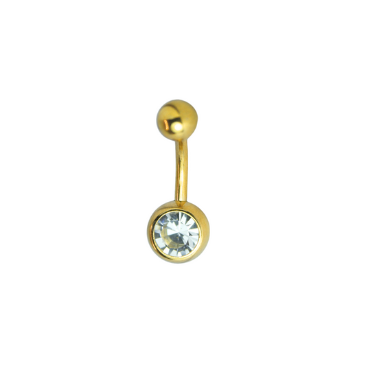 Piercing Titanio Dorado Ombligo Bolita con Bisel