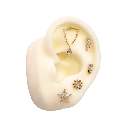 Piercing Titanio Dorado Cuatro Hojitas