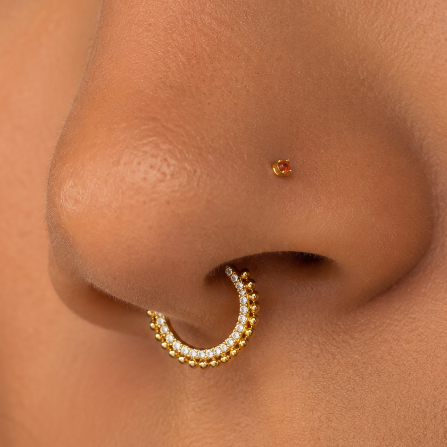 Piercing Titanio Dorado Orange Stud - Modelo a Elegir