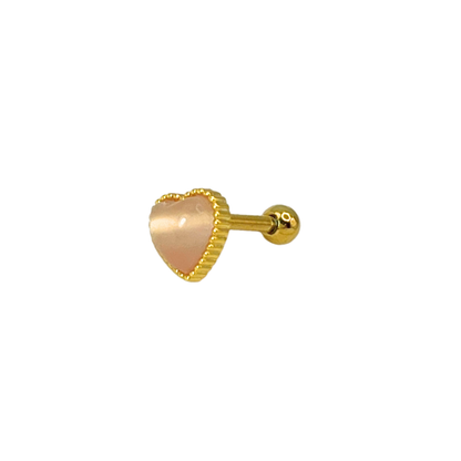 Piercing Acero Quirúrgico Dorado Corazón Cuarzo
