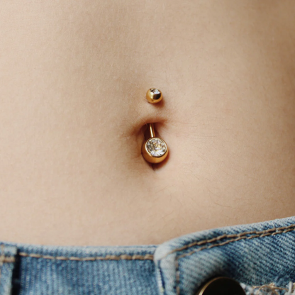 Piercing Titanio Dorado Ombligo Dos Biseles