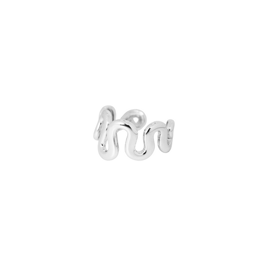 Anillo Plateado Ondas