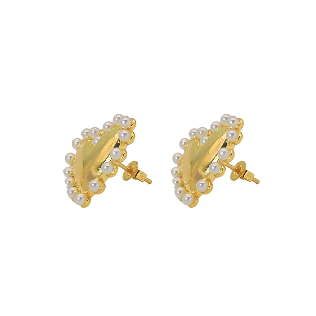 Aretes corazón con perlita par