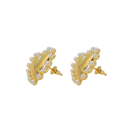 Aretes corazón con perlita par