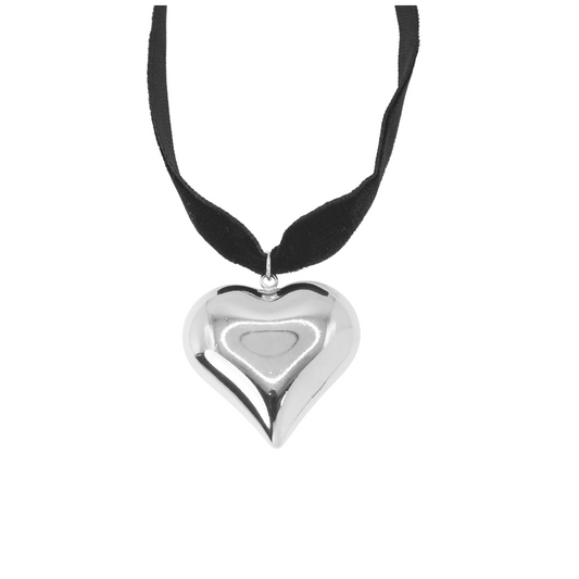 Collar choker corazón plateado
