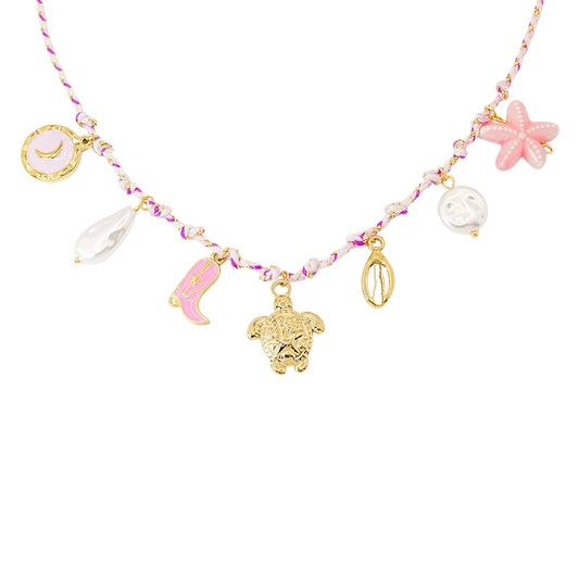 Collar rosa charms marinos