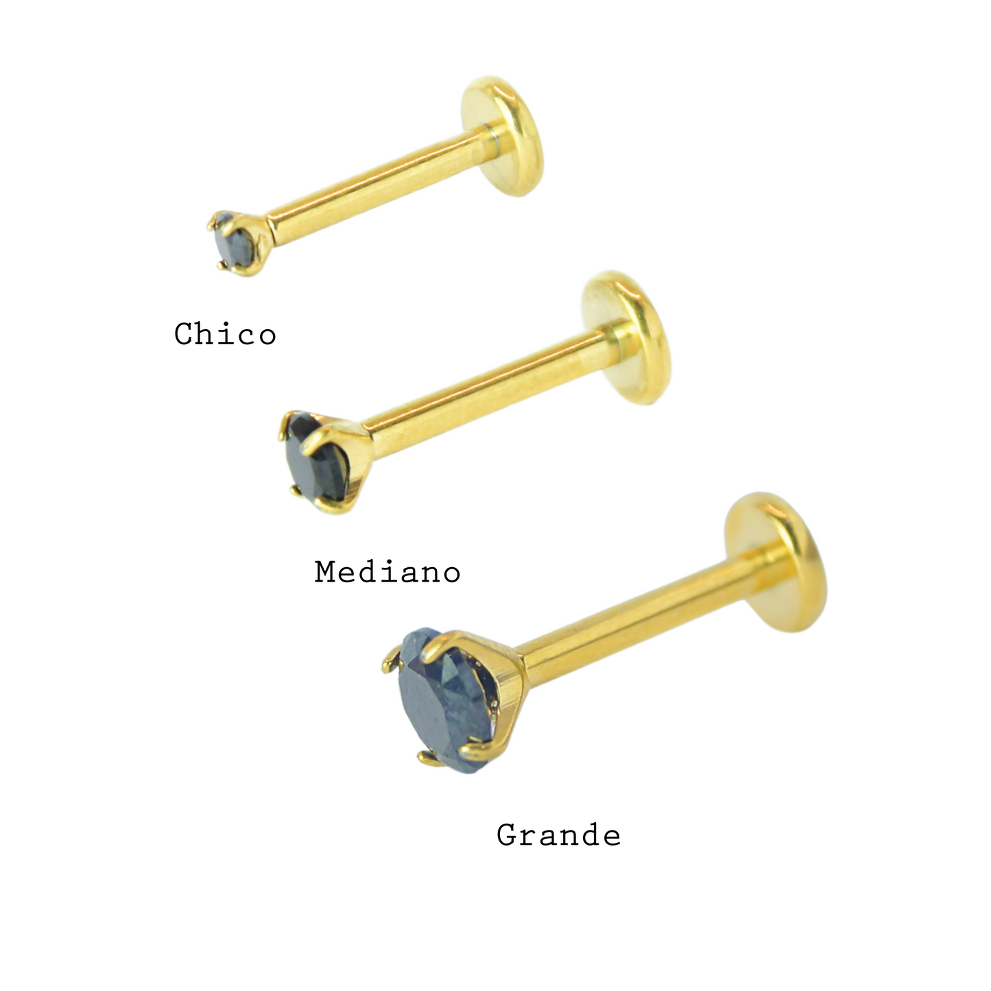 Piercing Titanio Dorado Black Stud - Modelo a Elegir