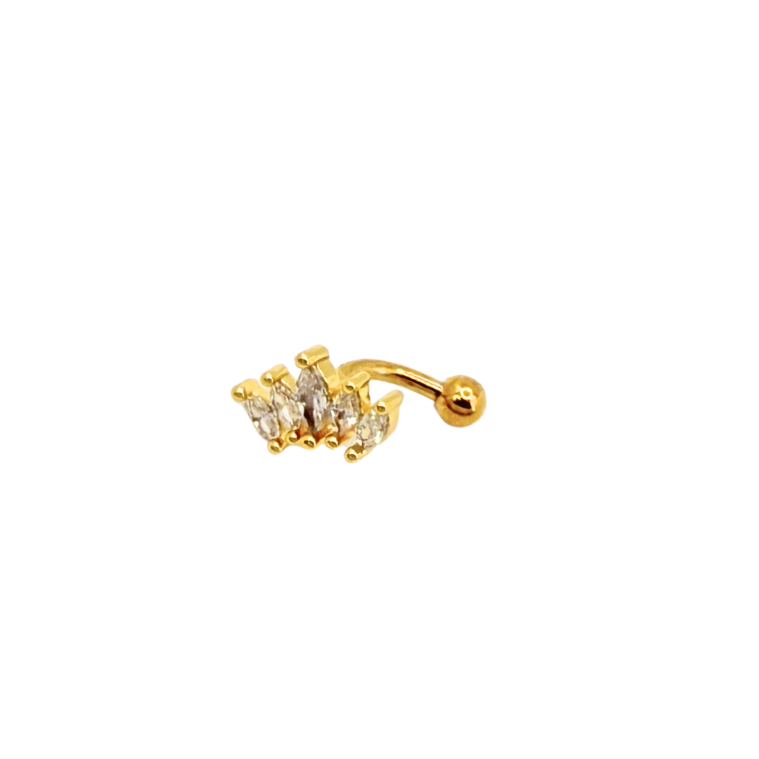 Piercing Acero Quirúrgico Banana Dorado Cinco Pétalos