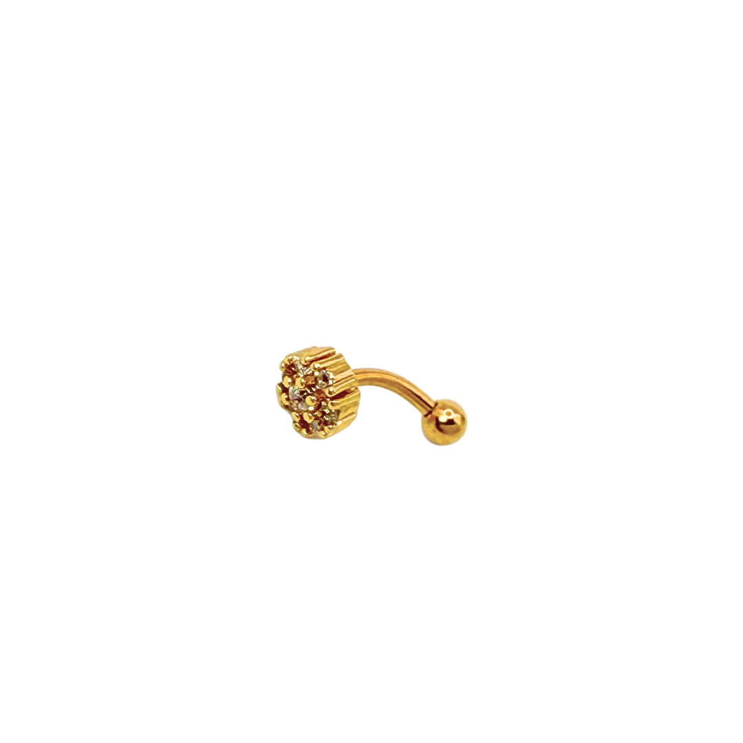 Piercing Acero Quirúrgico Banana Dorado Flor Circular