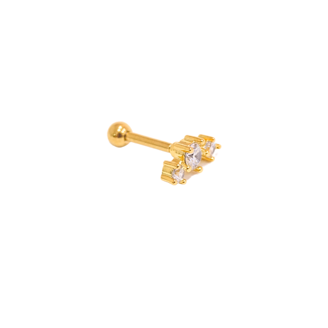 Piercing Acero Quirúrgico Dorado Tres Circonias