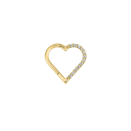 Piercing Titanio Dorado Clicker Corazón 10mm