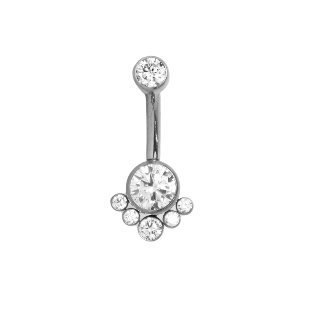 Piercing Titanio Plateado Ombligo Cinco Biseles