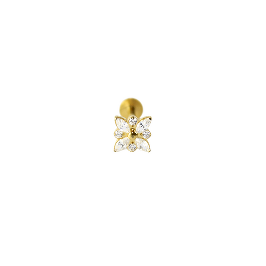 Piercing Titanio Dorado Cuadro Flor