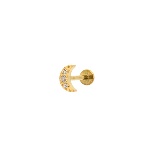 Piercing Titanio Dorado Luna Mini Con Circonias