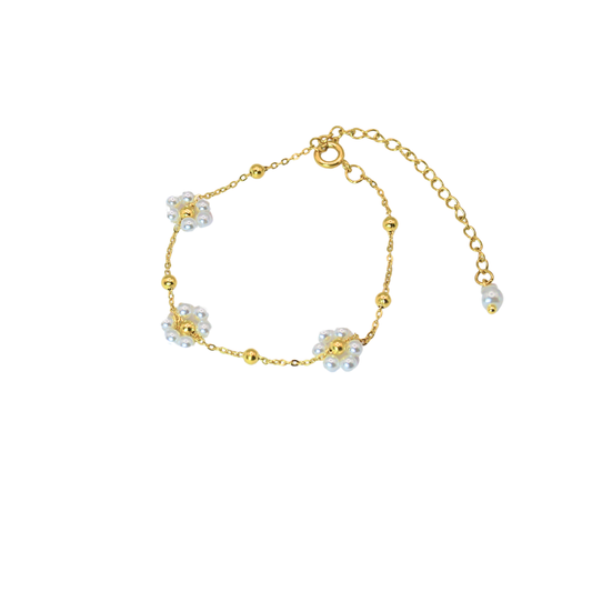 Pulsera flores perlitas