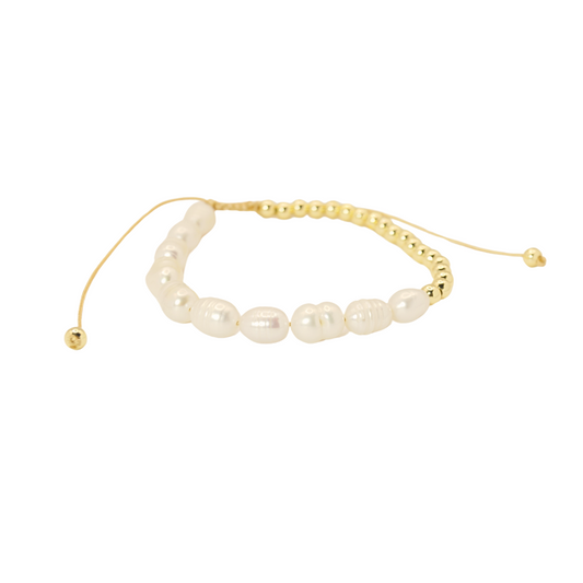 Pulsera perlas doradas