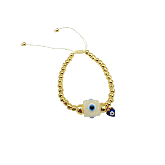 Pulsera cuadro ojo turco blanco