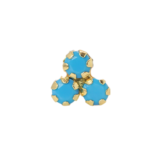 Trio circonias turquesa 14k