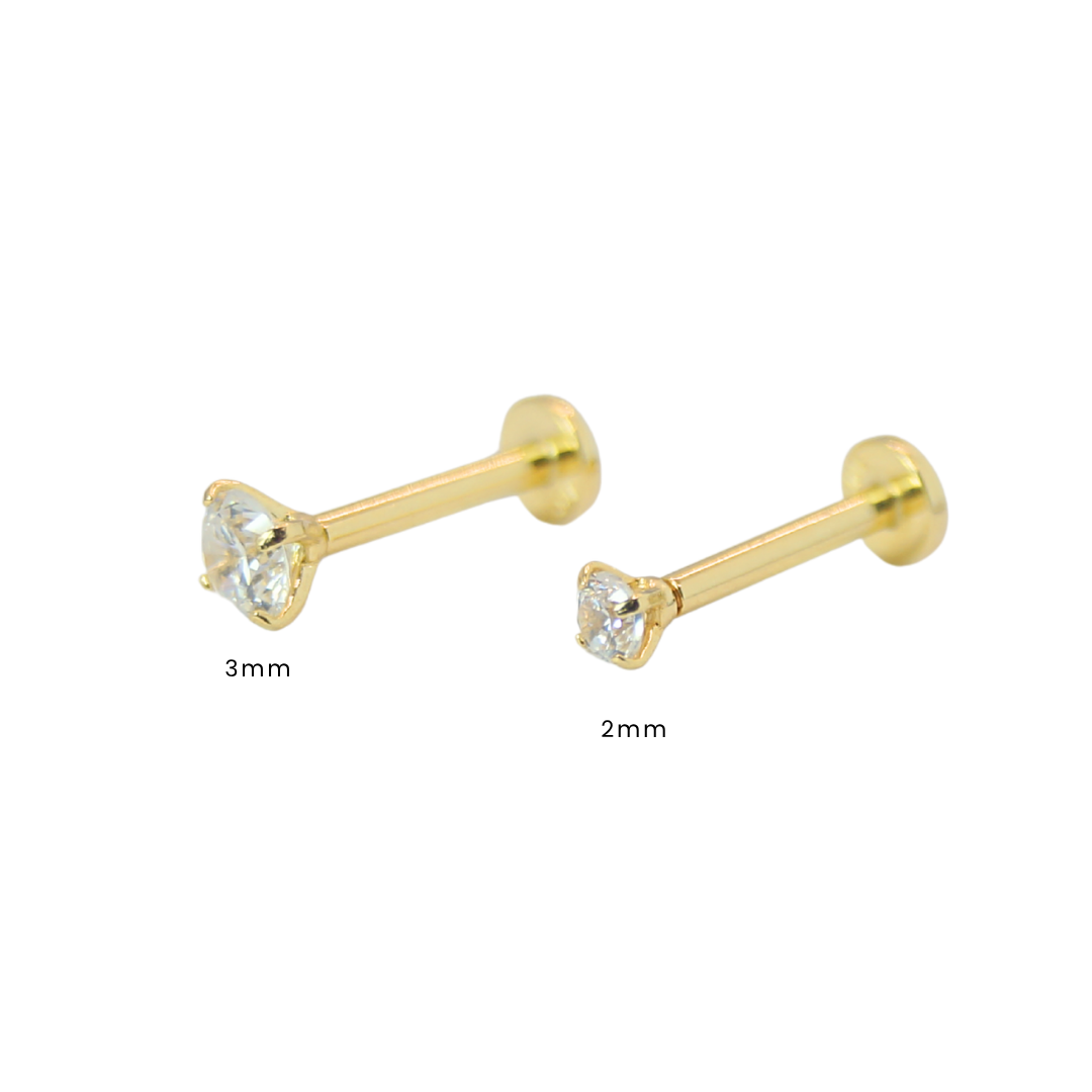 White stud 14k tamaño a elegir