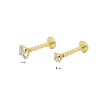 White stud 14k tamaño a elegir