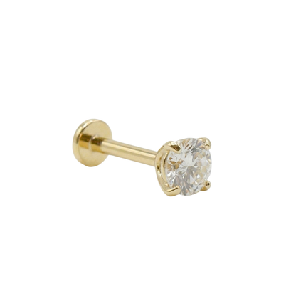 White stud 4mm 14k