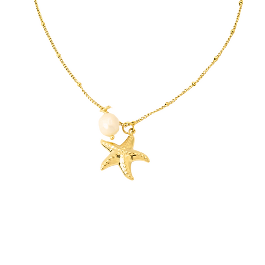 Collar estrella de mar con perlita