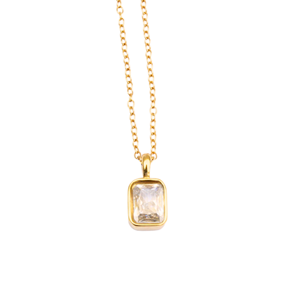 Collar circonia bisel rectangular
