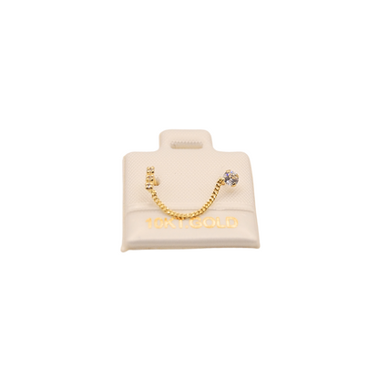 Palito Circonias y White Stud Con Cadena 10K