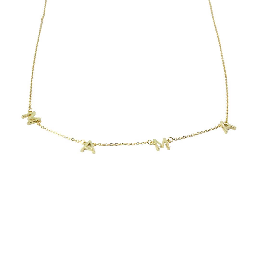 Collar de letra mamá dorado